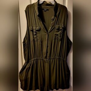 Women's Olive Green Sleeveless Top/ Free Item Included